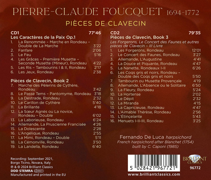 Foucquet: Pieces de clavecin / Fernando De Luca