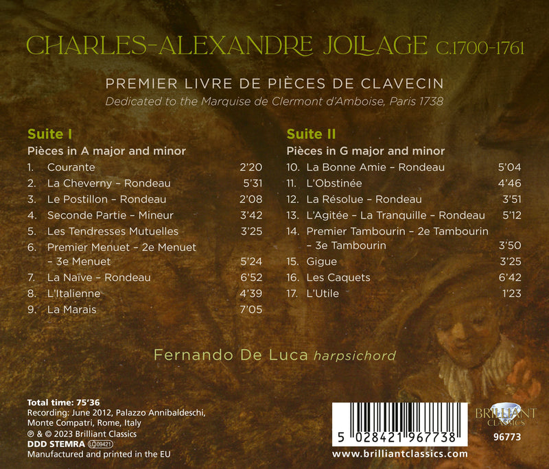 Jollage: Premier livre de Pieces de Clavecin / De Luca