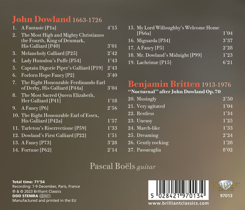Dowland: Melancholy; Britten: Nocturnal - Guitar Music / Boëls