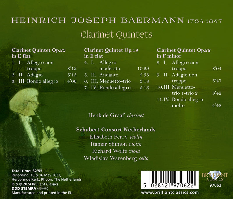 Baermann: Clarinet Quintets / Graaf, Schubert Consort Netherlands