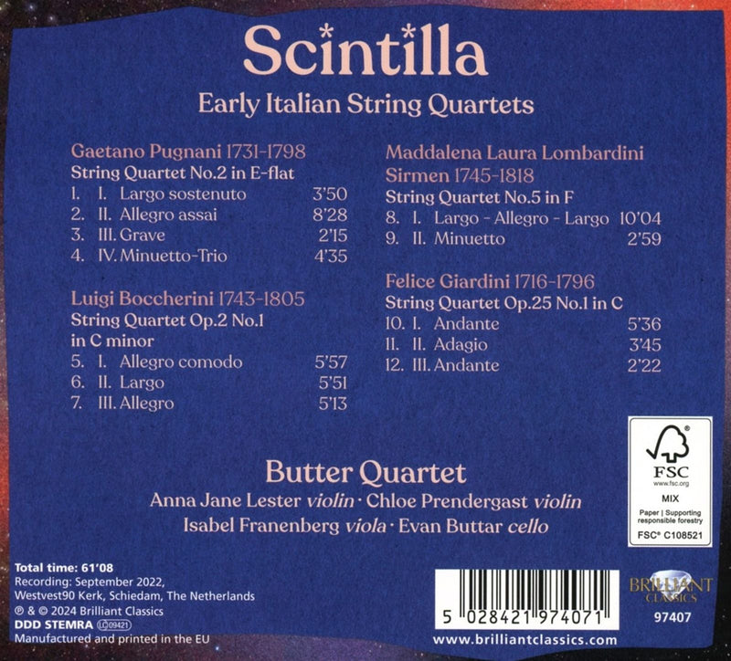 Scintilla - Early Italian String Quartets / Butter Quartet