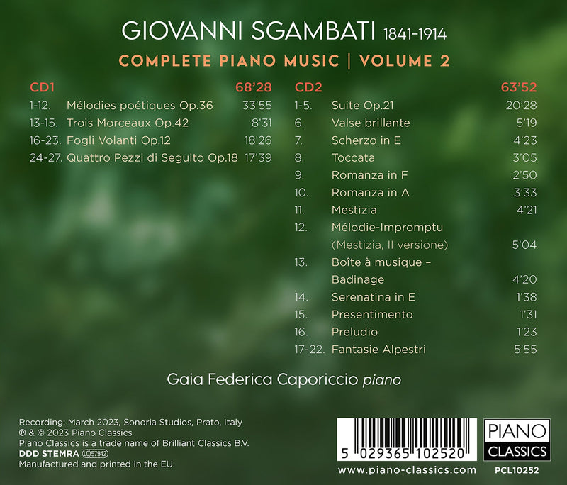 Sgambati: Complete Piano Music, Vol. 2 / Caporiccio