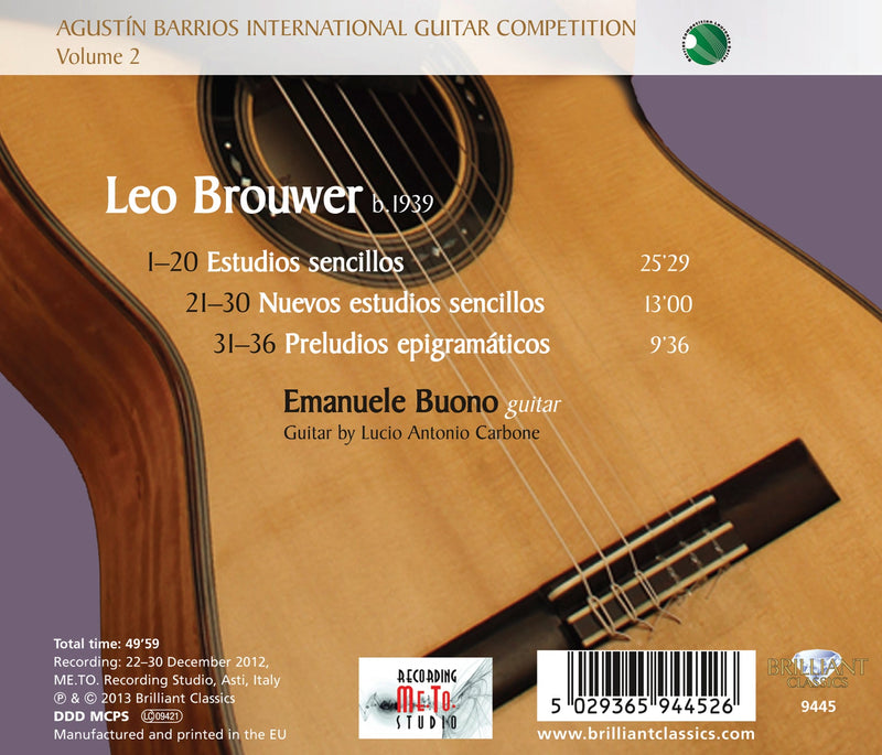Agustín Barrios International Guitar Competition, Vol. 2