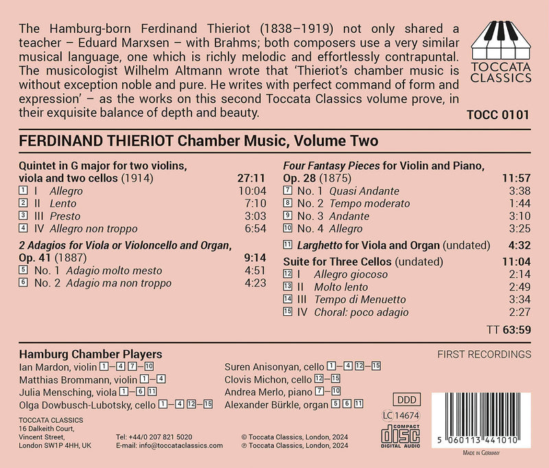 Thieriot: Chamber Music, Vol. 2 / Hamburg Chamber Players