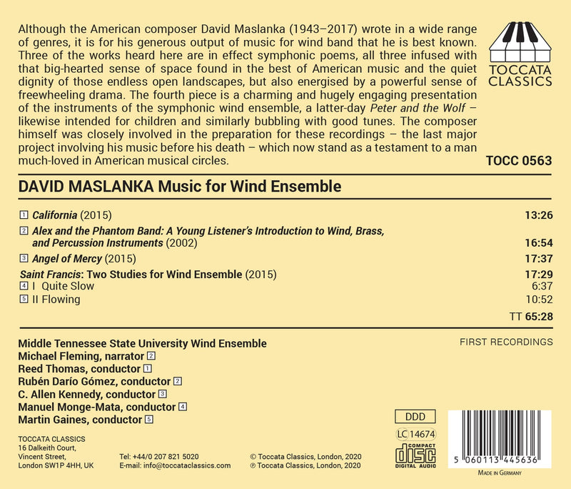 David Maslanka: Music For Wind Ensemble / Middle Tennessee State University Wind Ensemble