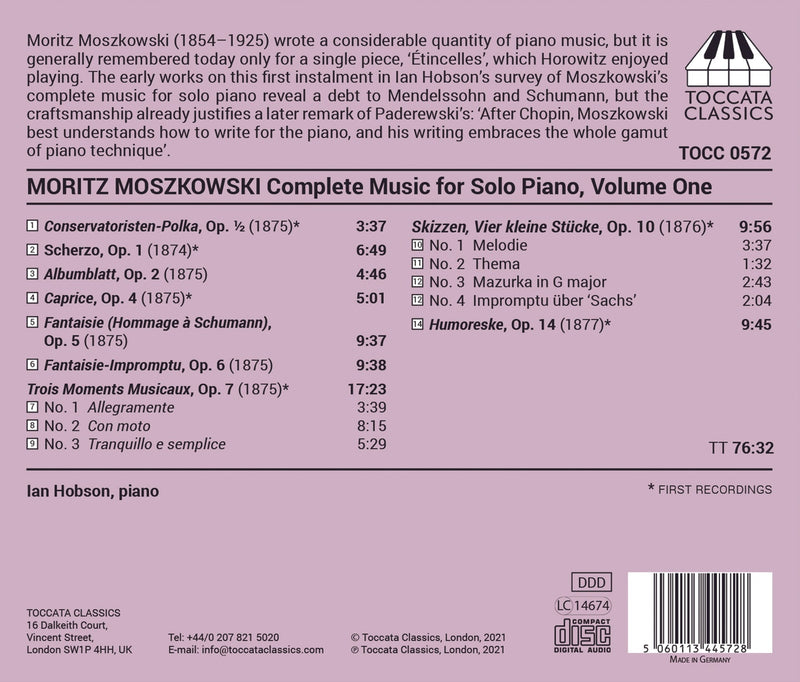 Moszkowski: Complete Music for Solo Piano, Vol. 1 / Hobson