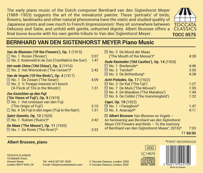 Sigtenhorst Meyer: Piano Music / Albert Brussee