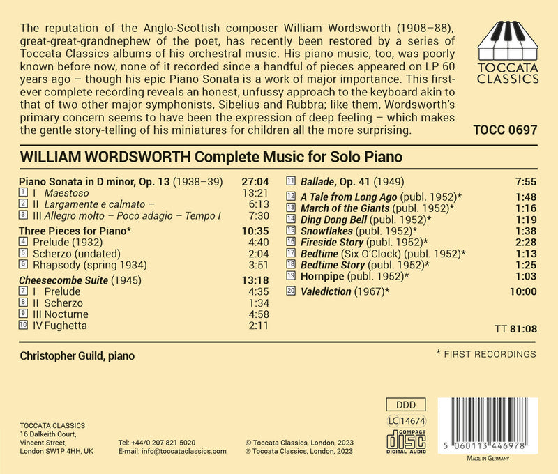 Wordsworth: Complete Music for Solo Piano / Guild
