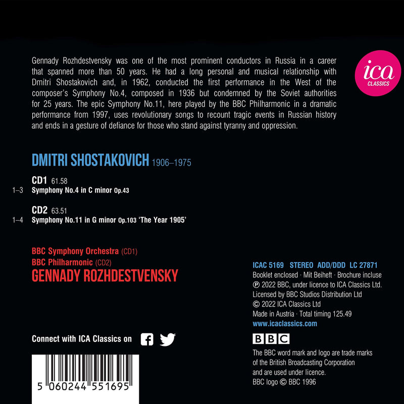 Shostakovich: Symphonies Nos. 4 & 11 / Rozhdestvensky, Orchestras of the BBC