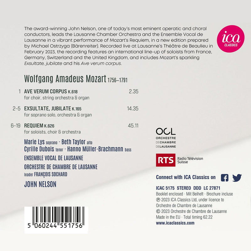 Mozart: Requiem / Nelson, Lausanne Chamber Orchestra