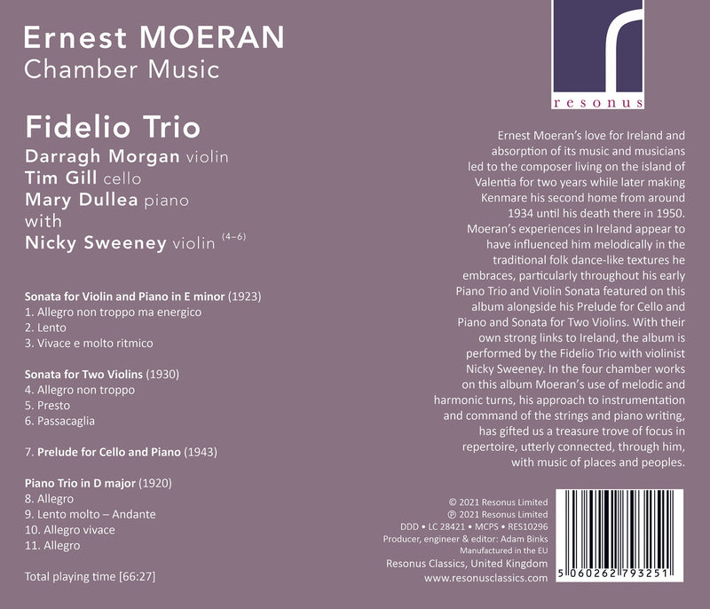 Moeran: Chamber Music / Sweeney, Morgan, Gill, Dullea, Fidelio Trio
