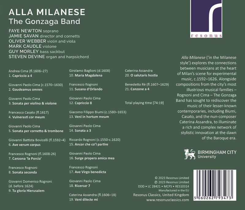 Alla Milanese - Music of the Early Baroque / Savan, The Gonzaga Band