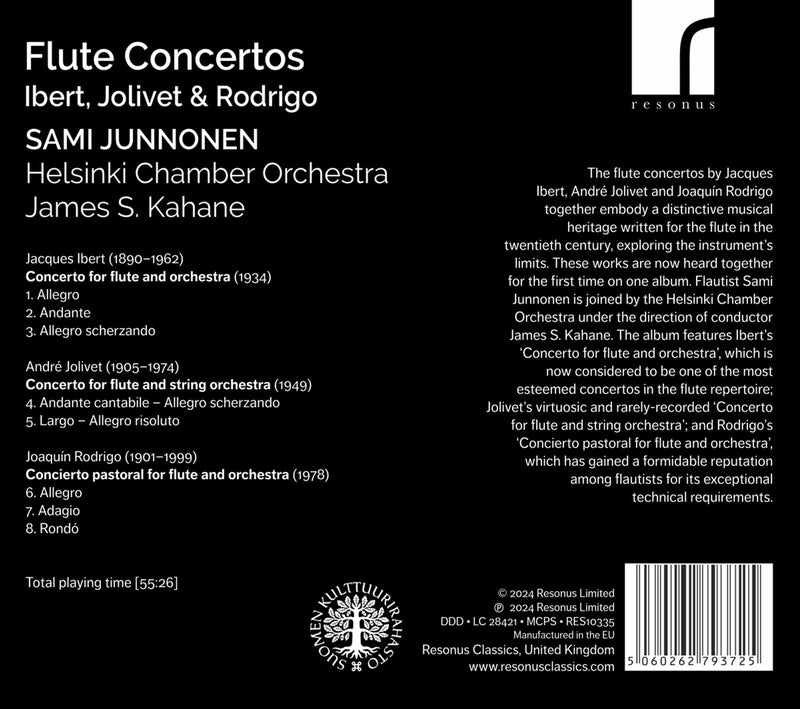 Ibert, Jolivet & Rodrigo: Flute Concertos / Junnonen, Kahane, Helsinki Chamber Orchestra