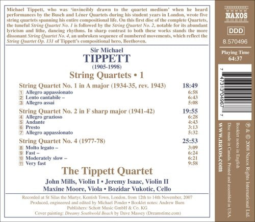 Tippett: Complete String Quartets Vol 1 / Tippett String Quartet