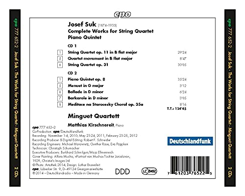 Suk: Complete Works For String Quartet; Piano Quintet /  Minguet Quartett