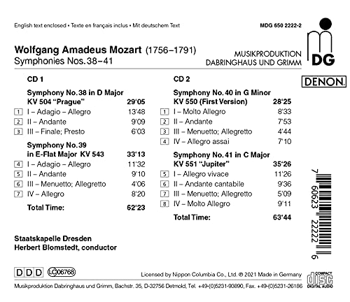 Mozart: Symphonies 38-41 / Blomstedt, Staatskapelle Dresden