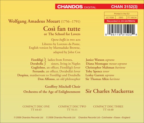 Opera In English - Mozart: Così Fan Tutte, K 588 / Mackerras