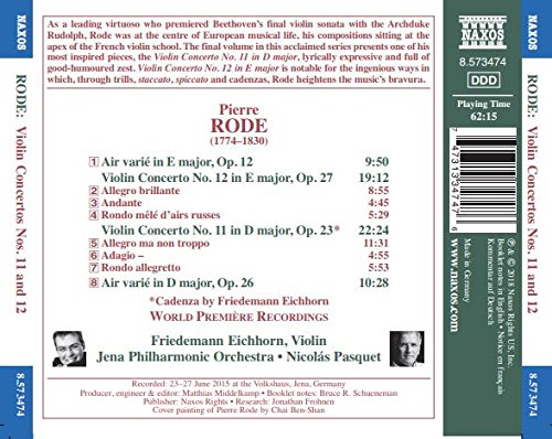 Rode: Violin Concertos Nos. 11 & 12 / Eichhorn, Pasquet, Jena Philharmonic