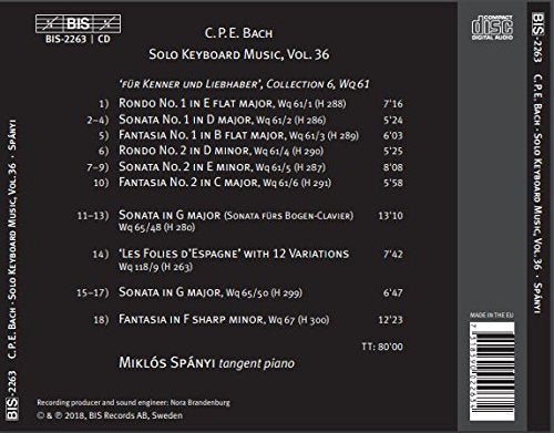 C.P.E. Bach: Solo Keyboard Music, Vol. 36 / Spanyi