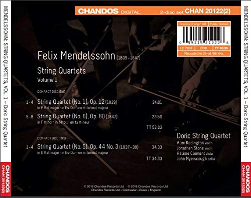 Mendelssohn: String Quartets, Vol. 1 / Doric String Quartet