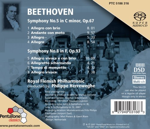 Beethoven: Symphonies No 5 And 8 / Herreweghe, Et Al