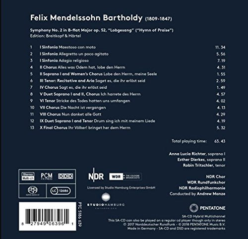 Mendelssohn: Symphony No. 2 / Manze, NDR Philharmonie