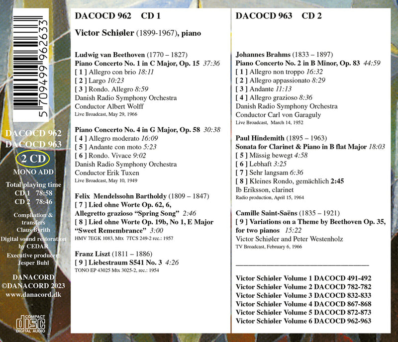 Mendelssohn, Beethoven, Brahms, Hindemith, Liszt & Saint-Saens: The Great Danish Pianist Victor Schioler, Vol. 6