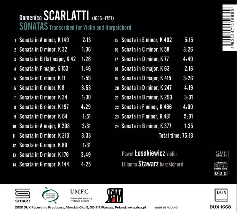 Scarlatti: Sonatas / Paweł Łosakiewicz, Lilianna Stawarz