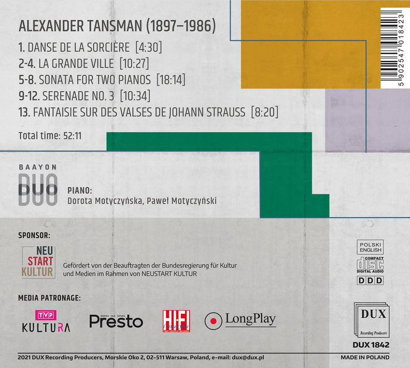 Tansman: Grande Ville - Works for Piano Duo / Baayon Duo