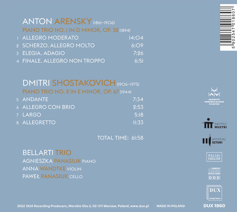 Arensky & Shostakovich: Piano Trios / Bellarti Trio
