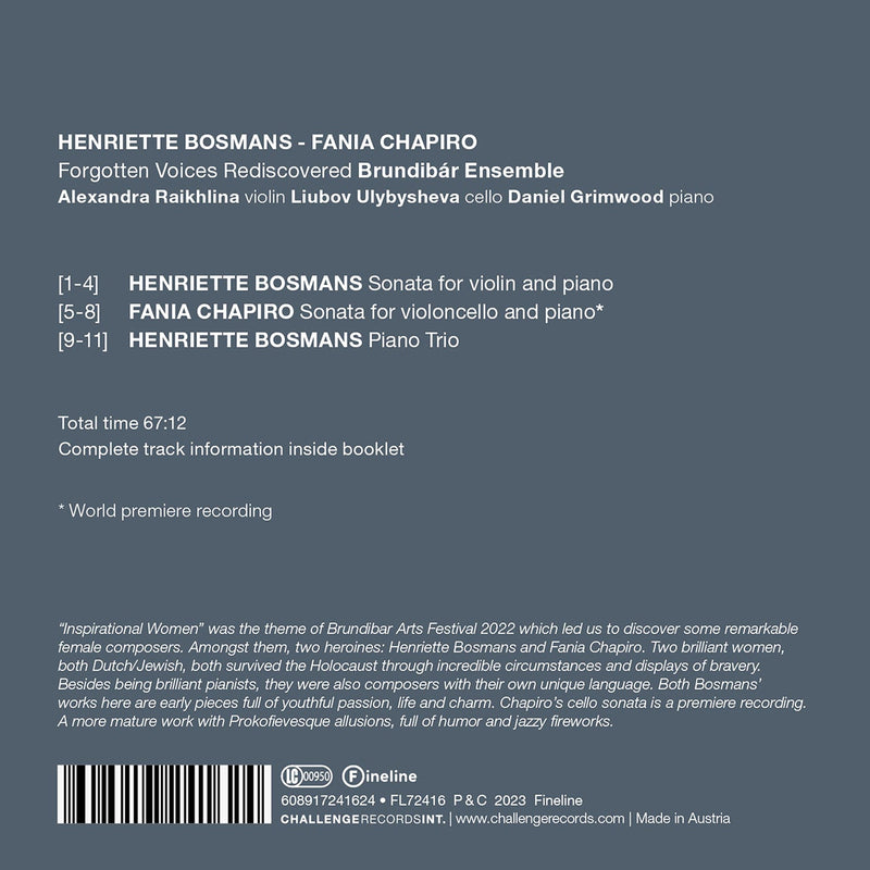 Bosmans & Chapiro: Forgotten Voices Rediscovered / Brundibár Ensemble
