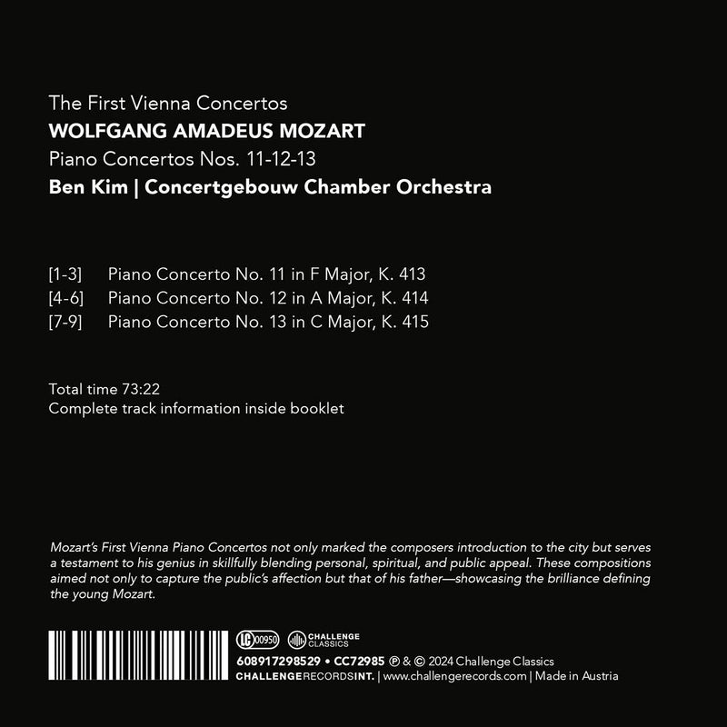Mozart: The First Vienna Concertos - nos. 11, 12 & 13 / Ben Kim, Concertgebouw Chamber Orchestra