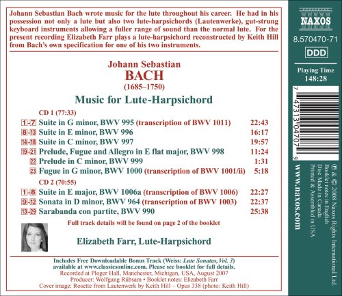 Bach: Music For Lute-Harpsichord / Elizabeth Farr