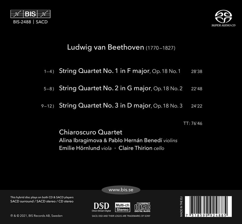 Beethoven: String Quartets Nos. 1-3 / Chiaroscuro Quartet