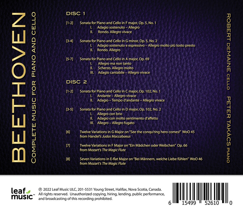 Beethoven: Complete Music for Cello & Piano / DeMaine, Takács