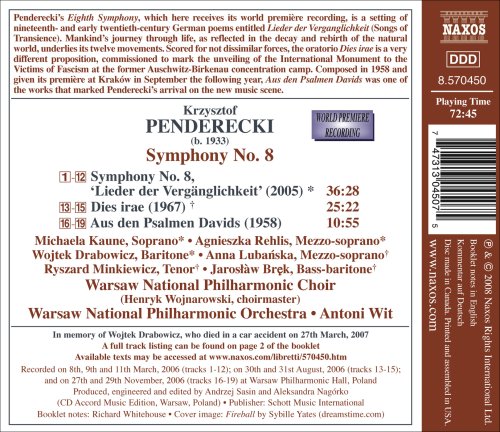 Penderecki: Symphony No 8 / Wit, Et Al
