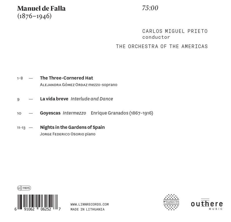 Falla: Three-Cornered Hat; Nights in the Garden of Spain / Prieto, Orchestra of the Americas
