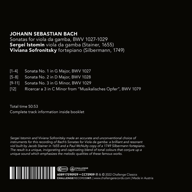 Bach: Sonatas for viola da gamba, BWV 1027-1029 / Sofronitsky