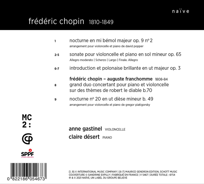 Chopin: Works for Cello and Piano / Désert, Gastinel