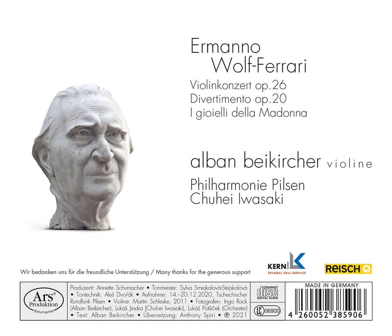 Wolf-Ferrari: Violin Concerto, Op. 26 - Divertimento, Op. 20 - I gioielli della Madonna / Iwasaki, Beikircher, Pilsen Philharmonic Orchestra