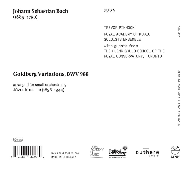 Bach: Goldberg Variations - arr. Koffler / Pinnock, RAM Soloists Ensemble