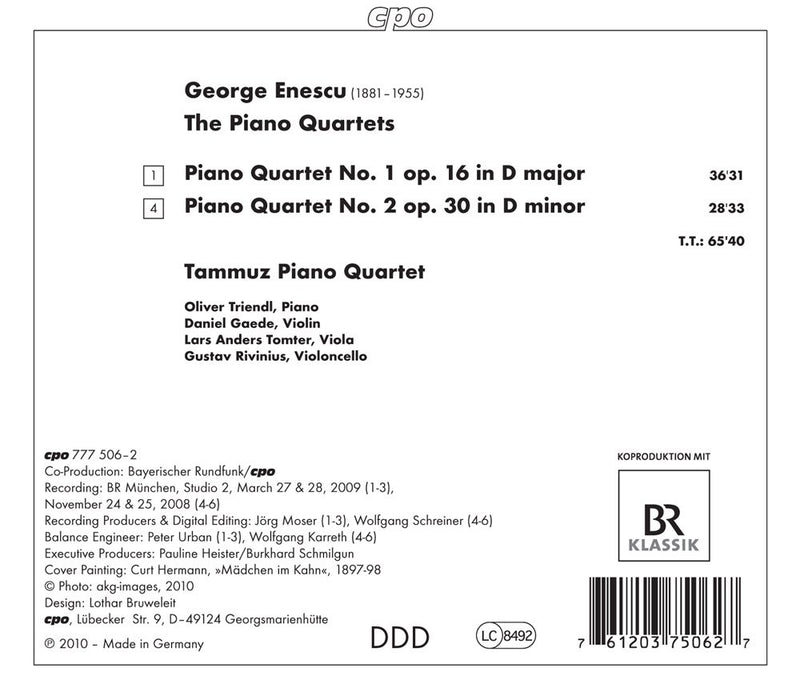 Enescu: Piano Quartets / Tammuz Piano Quartet