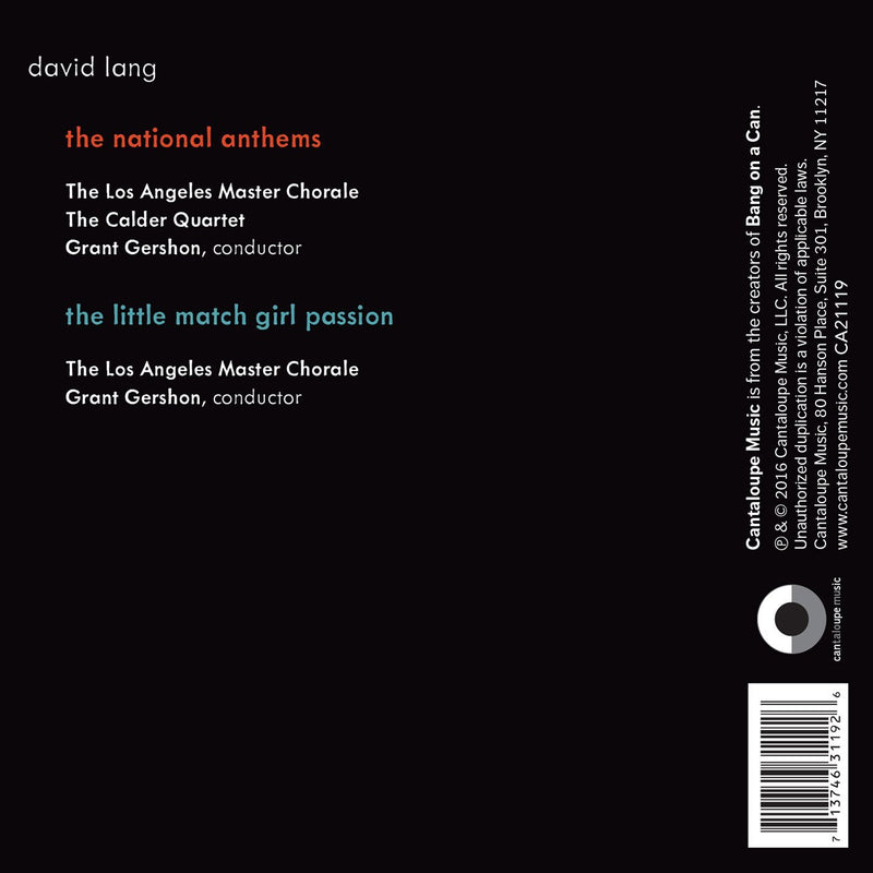 Lang: The National Anthems / Los Angeles Master Chorale, Calder String Quartet