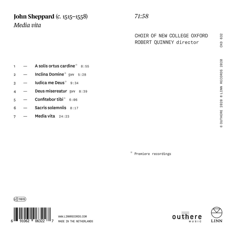 Sheppard: Media Vita / Choir Of New College Oxford, Robert Quinney