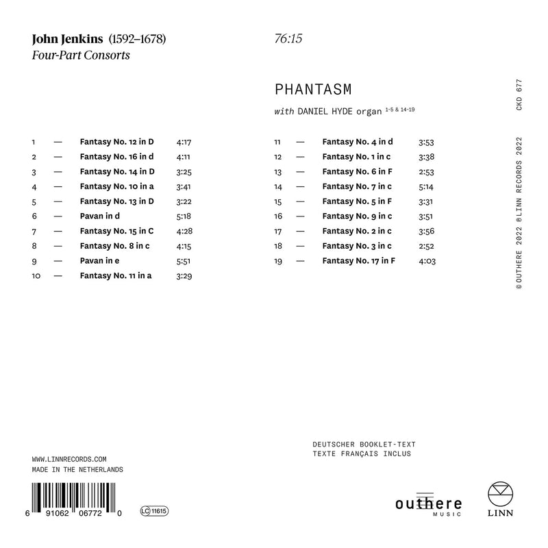 Jenkins: Four-Part Consorts / Hyde, Phantasm