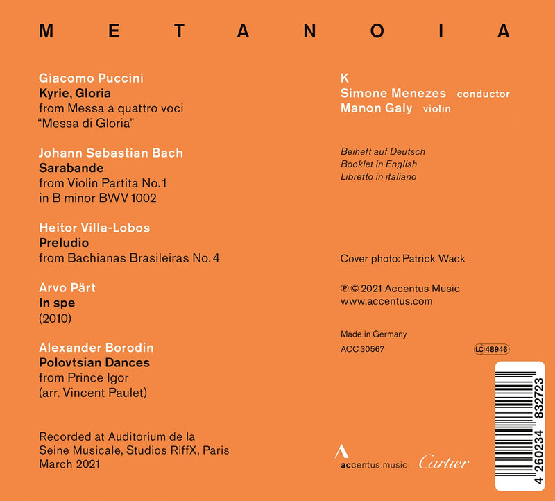 Puccini, Bach, Villa-Lobos: Metanoia / Galy, Menezes, Ensemble K, Sequenza 9.3