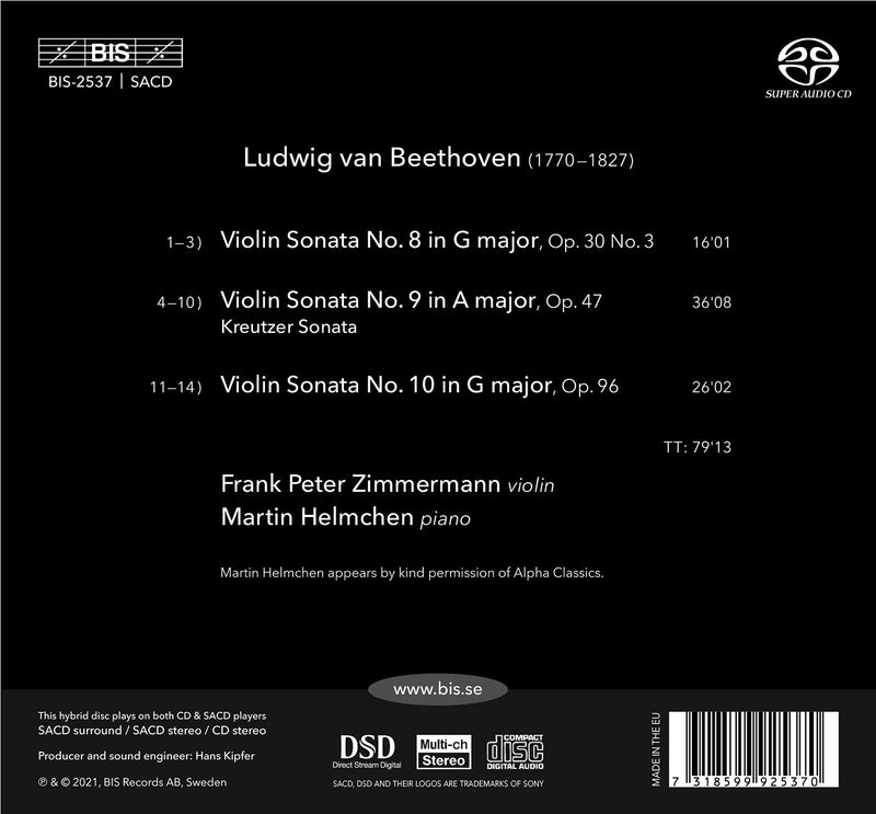 Beethoven: Violin Sonatas Nos. 8-10 / Helmchen, Zimmermann