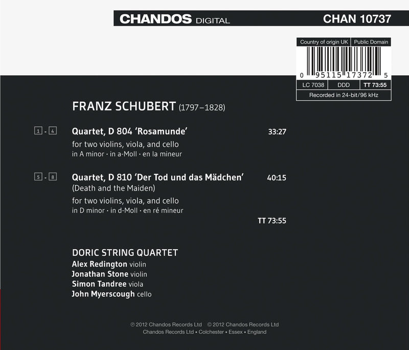 Schubert: String Quartets "Rosamunde", "Death and the Maiden" / Doric String Quartet