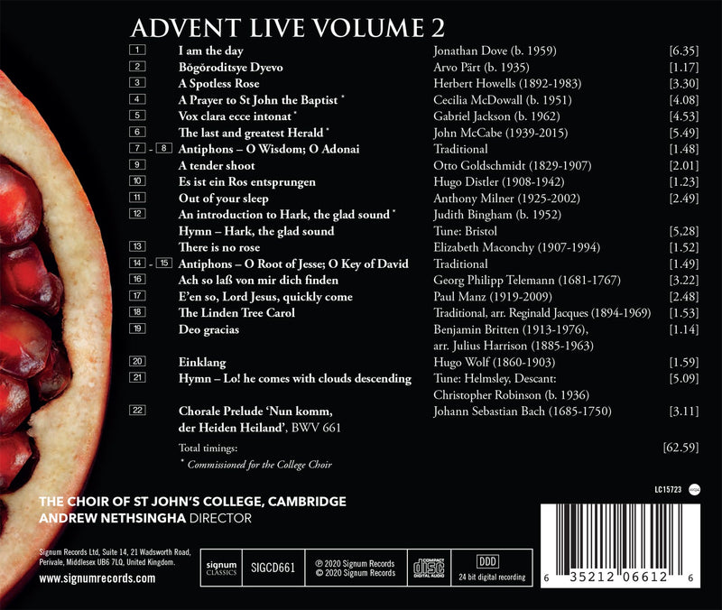 Advent Live, Vol. 2 / Nethsingha, Choir of St. John’s College Cambridge