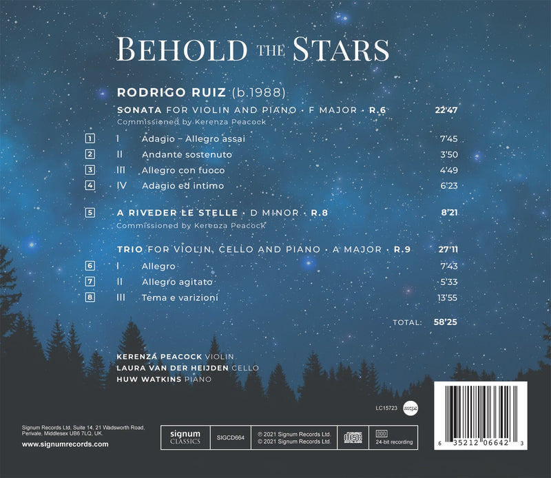 Ruiz: Behold the Stars / Kerenza Peacock, Huw Watkins, Laura van der Heijden